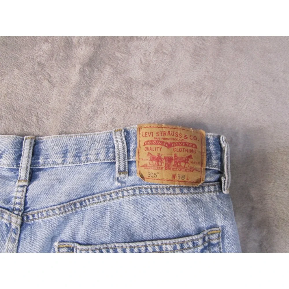 Levis 505 Straight Fit‎ Denim Shorts Mens 38 Light Wash Blue Cotton Jorts